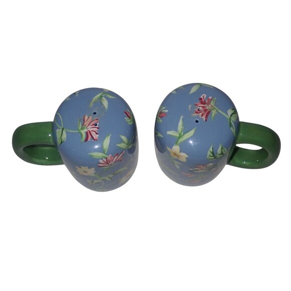 Waverly Masterpiece  Salt & Pepper Shakers Stove‎ Top NEW Blue Floral Large - Picture 4 of 7